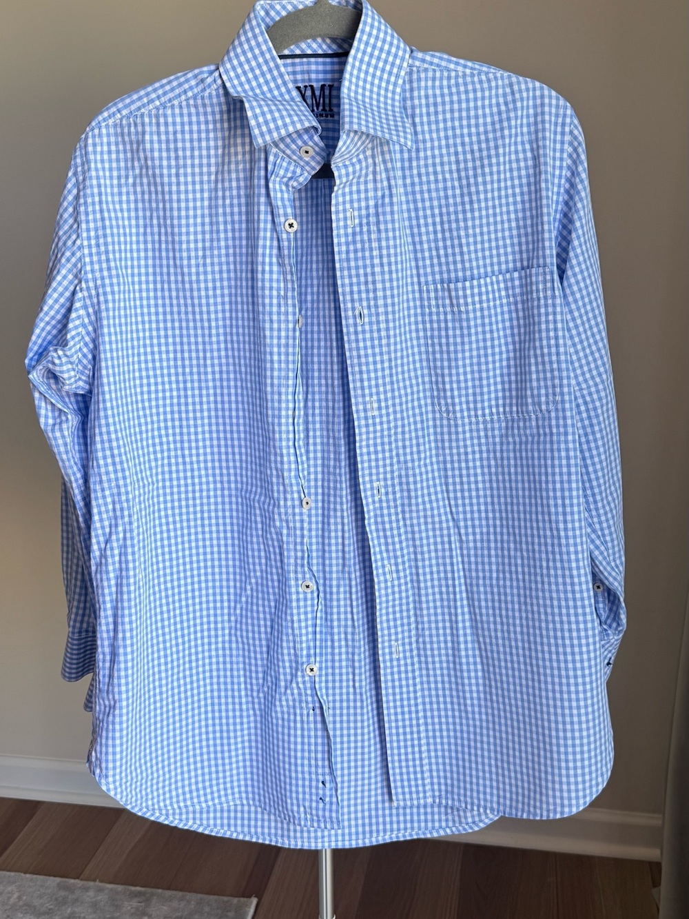 Reloved Upcycle ♻️ White and Blue Ruffle collar Blouse Red Embroidery - Picture 12 of 13